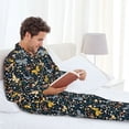 thumbnail image 6 of Naloa Flowers Butterfly Men’s Pajamas Set - Long Sleeve Button Down Sleep Shirt and Pajama Bottoms Sleepwear Set-X-Large, 6 of 7