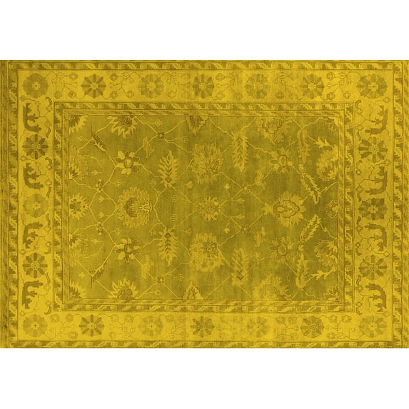 Ahgly Company Indoor Rectangle Oriental Yellow Industrial Area Rugs, 5' x 7'