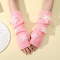 thumbnail image 3 of LIspipm Fingerless Long Gloves for Women Knit Thumb Hole Arm Winter Warmers Wrist Gloves Cute Starts Decorations Arm Sleeves, 3 of 5