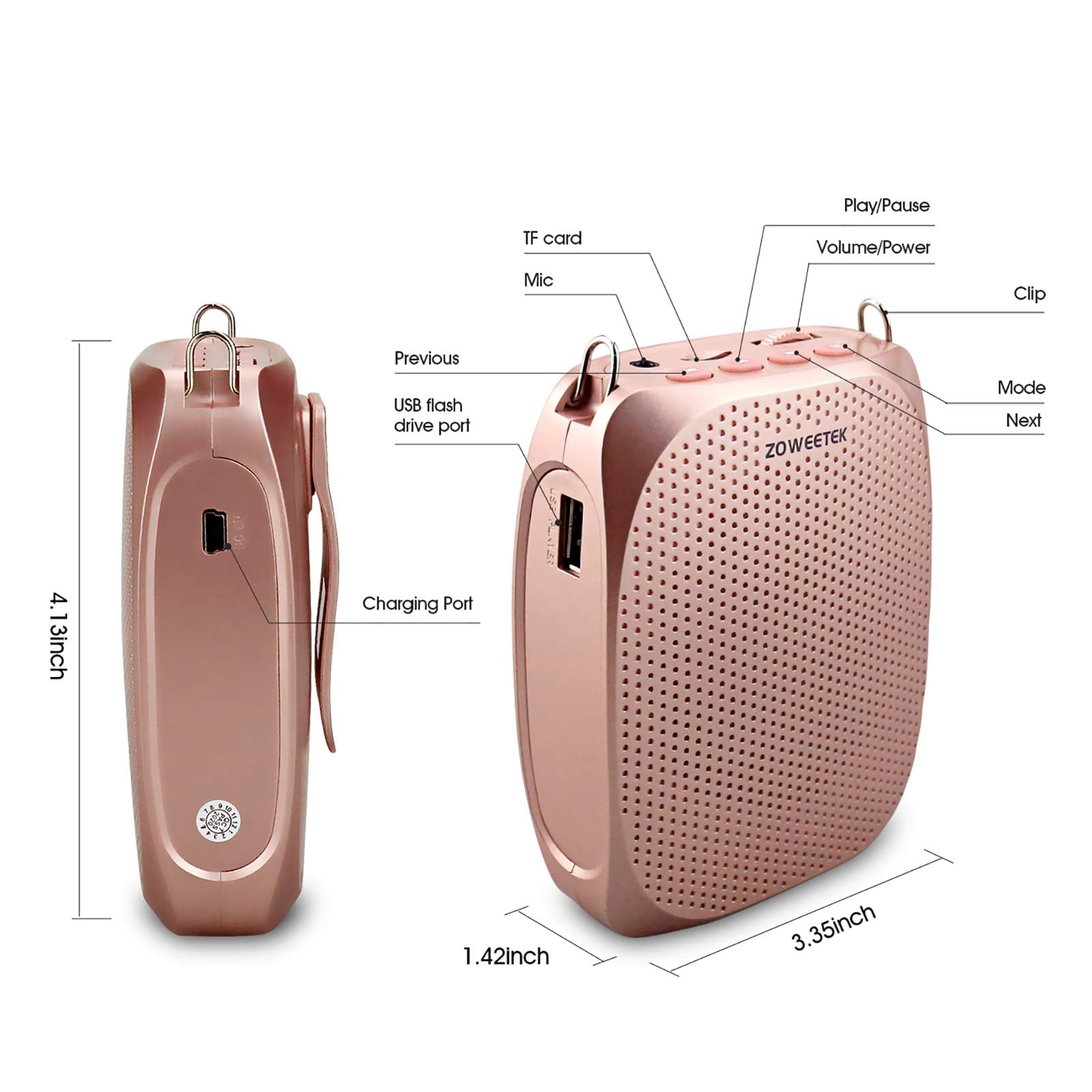 Zoweetek Voice Amplifier Portable Personal Mini with Wired Microphone for Teachers Meeting Yoga Fitness and Classroom