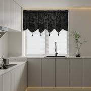 GFHFHITJ Short White/Balck Sheer Curtains,Balance Light & Privacy Clip Texture Small Window Curtain for Bedroom,Rod Pockets Basement/Living Room/Kitchen Drapes, 52X18 Inch