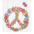 thumbnail image 3 of Ambesonne Colorful Shower Curtain, Peace Equality Flower, 69"Wx84"L, Multicolor, 3 of 5