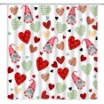 thumbnail image 2 of Valentine''s Day Shower Curtain Colorful Sweet Heart Cute Gnome Elf Romantic Love Lover Couple Modern Fashion Festival Fabric Bathroom Decor Curtain with Hooks, 2 of 4