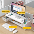 thumbnail image 4 of FTCBJJA Monitor Stand Riser With Pen Holder and Drawer, Computer Monitor Stand for Office Computer, Laptop, Small Printer, White Desktop Stand,Computer Screen Increase Rack, 4 of 5