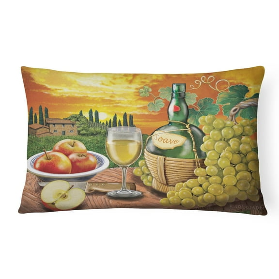 Carolines Treasures PRS4027PW1216 "Soave  Wine and Cheese Canvas Fabric Decorative Pillow " 12H x16W multicolor