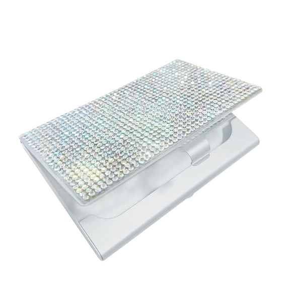 Sylvtty Bling Rhinestone Small Business Card Holder for Women Alloy Business Card Case Pocket Slim Name Card Holder with 10-20 Cards Capacity