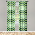 thumbnail image 2 of Ambesonne Geometric 4-Panel Curtains, Vintage Diamond Line, 56"x84", Lime Green Dark Green, 2 of 4