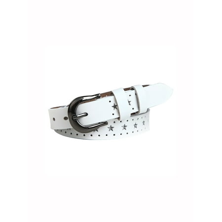 Unique Bargains Women's Two Rows Holes Pin Alloy Buckle Stars Hollow Leather Belt