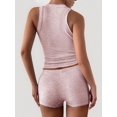 thumbnail image 5 of Women Workout Sets 2 Piece Seamless Ribbed Crop Tank High Waist Shorts Yoga Outfits Pink M, 5 of 7
