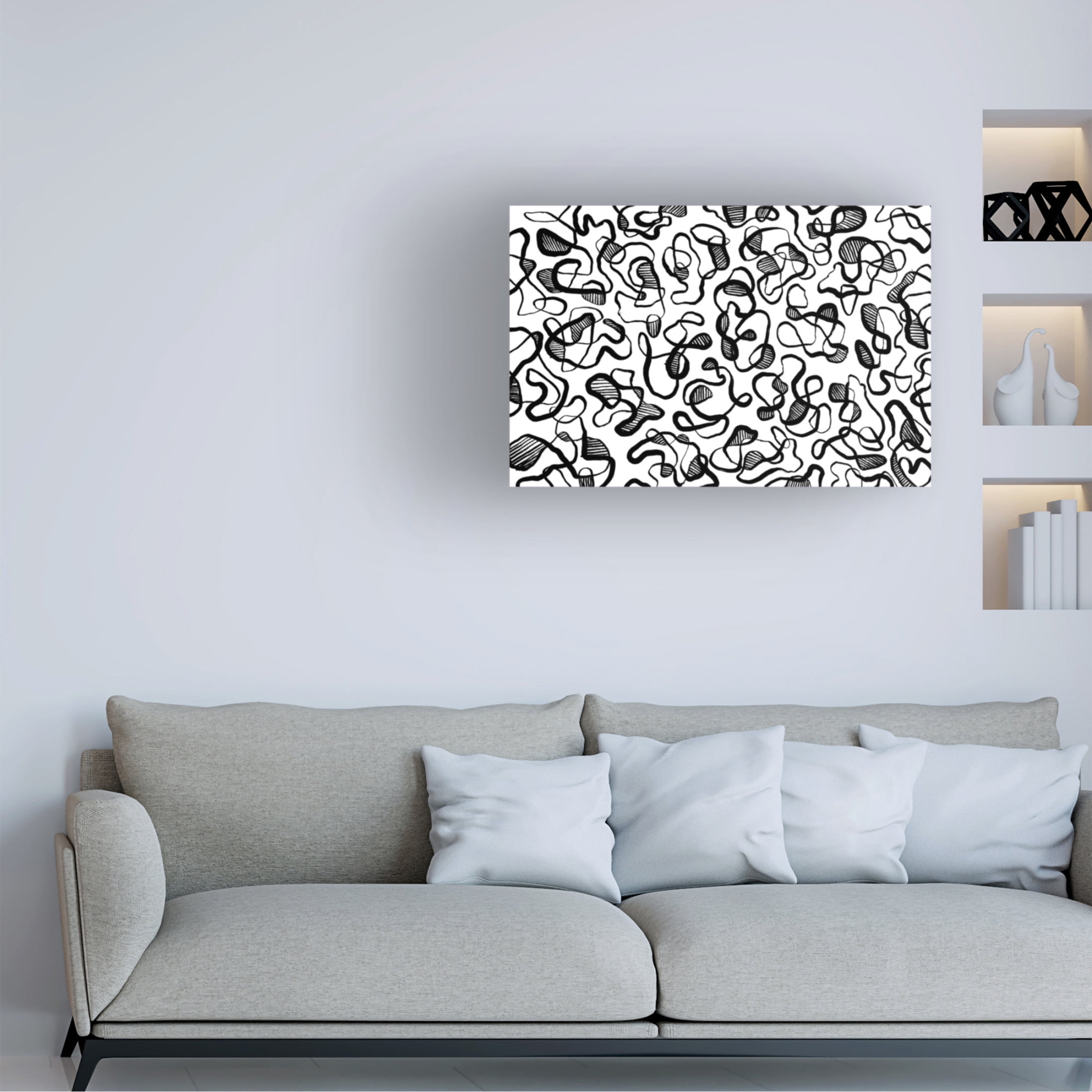 Canvas Wall Art - Treechild 'Abstract Thin Lines Pattern' Wall Art for Living Room, Bedroom, or Office D?cor by Trademark Fine Art - 24 x 16 Inches
