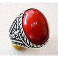 thumbnail image 4 of NEW Coral Mans Ring, Natural Red Coral Ring, Unisex Ring, Silver Jewelry, 925 Silver Ring, Birthday Gift, Heavy Mens Ring, Arabic Design, Ottoman Style Ring, Christmas, Turkey Mens Signet Ring, 4 of 6