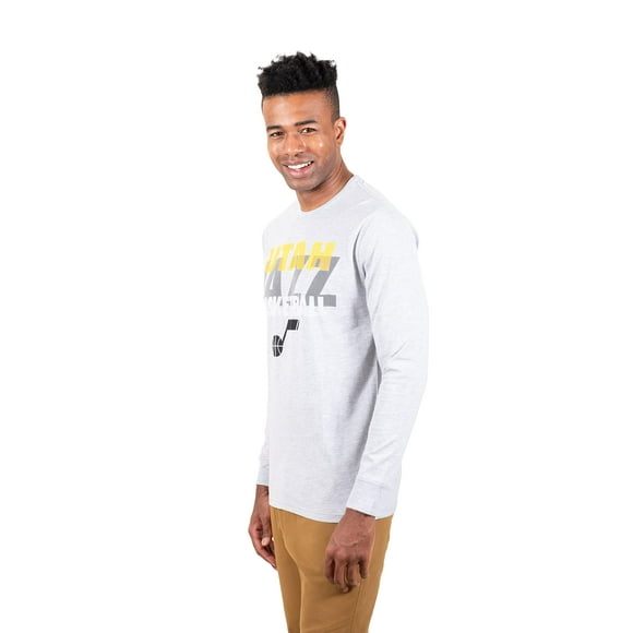 Ultra Game NBA Utah Jazz Mens Supreme Long Sleeve Pullover Tee Shirt Heather Gray XX-Large