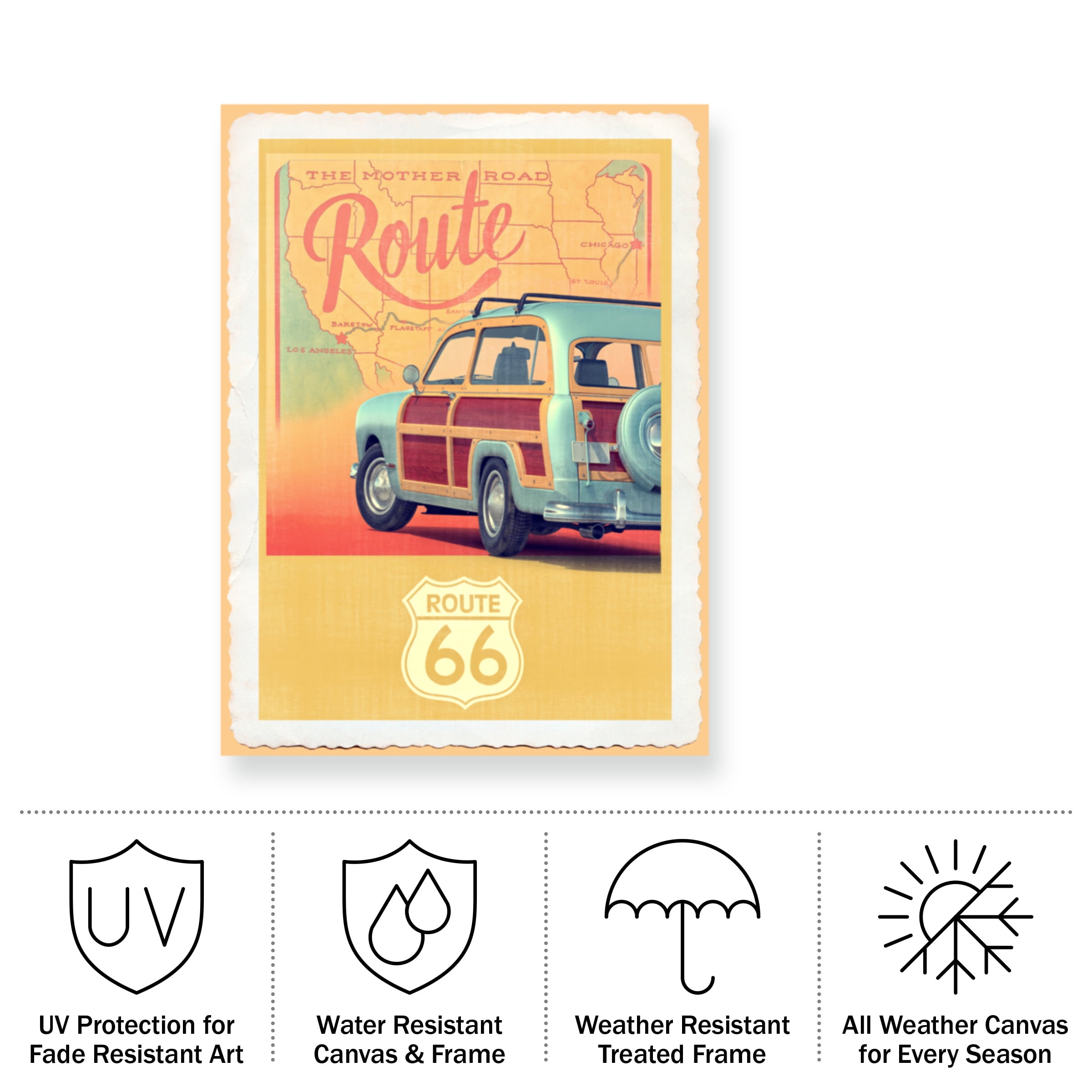 Edward M. Fielding 'Route 66 Vintage Travel' Outdoor Canvas