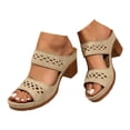 thumbnail image 3 of Womens Sandals Dressy Chunky Heeled Sandals Pour Femmes Slip On Gold Sandals Open Toe Block Heels, 3 of 8