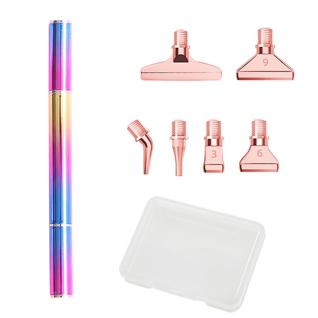 5D Rainbow Color Diamond Paint Pen Screw Thread Tips Point Drill Pens Rose Gold
