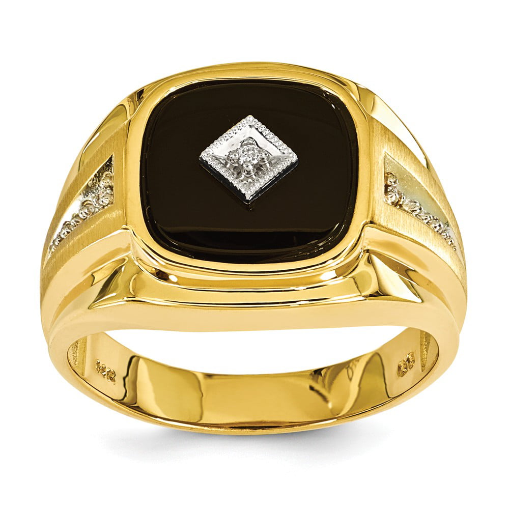 Solid 14k Gold AA Diamond Men's Ring (13mm) - Size 11.5 - Walmart.com