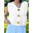 thumbnail image 3 of Women'S Sleeveless Cropped Knit Cardigan 2025 Casual Button Down Crochet Sweater Vest Tops with Pockets Cream White M, 3 of 8