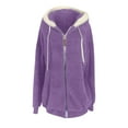 thumbnail image 6 of Winter Oversized Outerwear Jackets New Womens Plus Size Jackets Casual Fall Winter Warm Thick Fuzzy Zip up Hoodies Coats Outerwear with Pockets Purple 5XL, 6 of 6