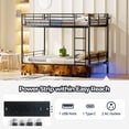 thumbnail image 5 of DeepRoar Metal Bunk Bed Full Over Full with 2 Drawers, LED Bunk Bed with USB Charging Station, Guardrail and Ladder, Space-Saving Bunk Bed for Teens, Adults, Bunk Bed for Bedroom, Dorm, Easy Assembly, 5 of 7