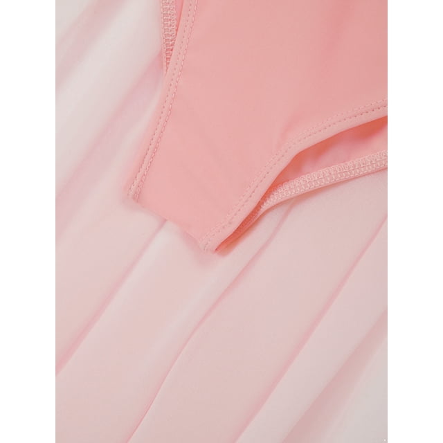 Miaeowve Robe Tutu de Ballet à Sequins Brillants pour Filles, Robe de Danse Lyrique, Col Montant, Costume de Danse Régulier A&Rose 12