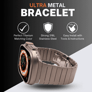 Link Bracelet for Apple Watch Ultra 2/1 49mm Metal Band - Titanium Color Matching Band and Adapter