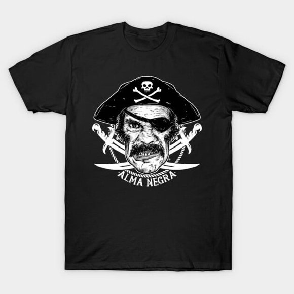 Alma Negra Black Flag Pirate Heritage Graphic Art Design Apparel Unisex T-Shirt, up to size 3XL.