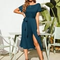 thumbnail image 5 of Sngxgn Women's Summer Mini Dress Casual V Neck Ruffle Sleeveless Dress Dress(Blue,S), 5 of 8