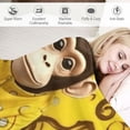 thumbnail image 3 of COMIO Monkey Blanket-Monkey Gift for Boys Girls Monkey Lovers-Cute Cartoon Monkey Banana Pattern Throw-Super Soft Lightweight and Warm Used for Sofa Bed Camping, 3 of 6