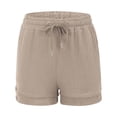 thumbnail image 5 of Women's High Waisted Gauze Cotton Shorts Linen-Like Breathable Drawstring Summer Beach Shorts with Pockets, 5 of 7
