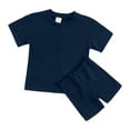 thumbnail image 6 of Unisex Boys Girls Sweatsuits Short Sleeve Tops Tees with Shorts 2 Piece Summer Outfits Comfy Sets Girls Two Piece Outfits Summer Solid, 6 of 9