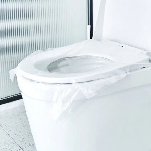 FEOLGEHLY 50 Pack Disposable Toilet Seat Covers Individually Wrapped, Waterproof Portable Clear Plastic Travel Toilet Seat Cushion Covers for Hotel Home Public Restroom Business Trip Use