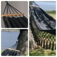 thumbnail image 3 of Eurhowing Outdoor Cotton Hammock with Tassels, 440lb Double 2 Person Portable Hammock, Heavy Duty Boho Hammock for Camping Patio Backyard Travel, Black, 3 of 8