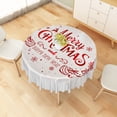 thumbnail image 6 of Duangreer White Merry Christmas 60''Round Tablecloth, Red Ribbon Heart Print, Washable Picnic Table Cover for Family Party Dining Indoor and Outdoor, 6 of 6