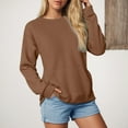 thumbnail image 2 of Splozh Chandail à Col Rond à Manches Longues pour Femmes Chandails à Manches Longues pour Femmes Décontracté Grande Taille Chandail à Col Rond Chandail d'Automne Tendance Chandail Vêtements d'Hiver Café,2TG, 2 of 6