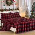 thumbnail image 2 of Chezmoi Collection Extra Soft Fleece Sheet Set Queen, 4-Piece Microplush Non-Pilling Velvety Bed Sheet, Deep Pocket - Lightweight All Season Warmth, Queen, Plaid Red, 2 of 9