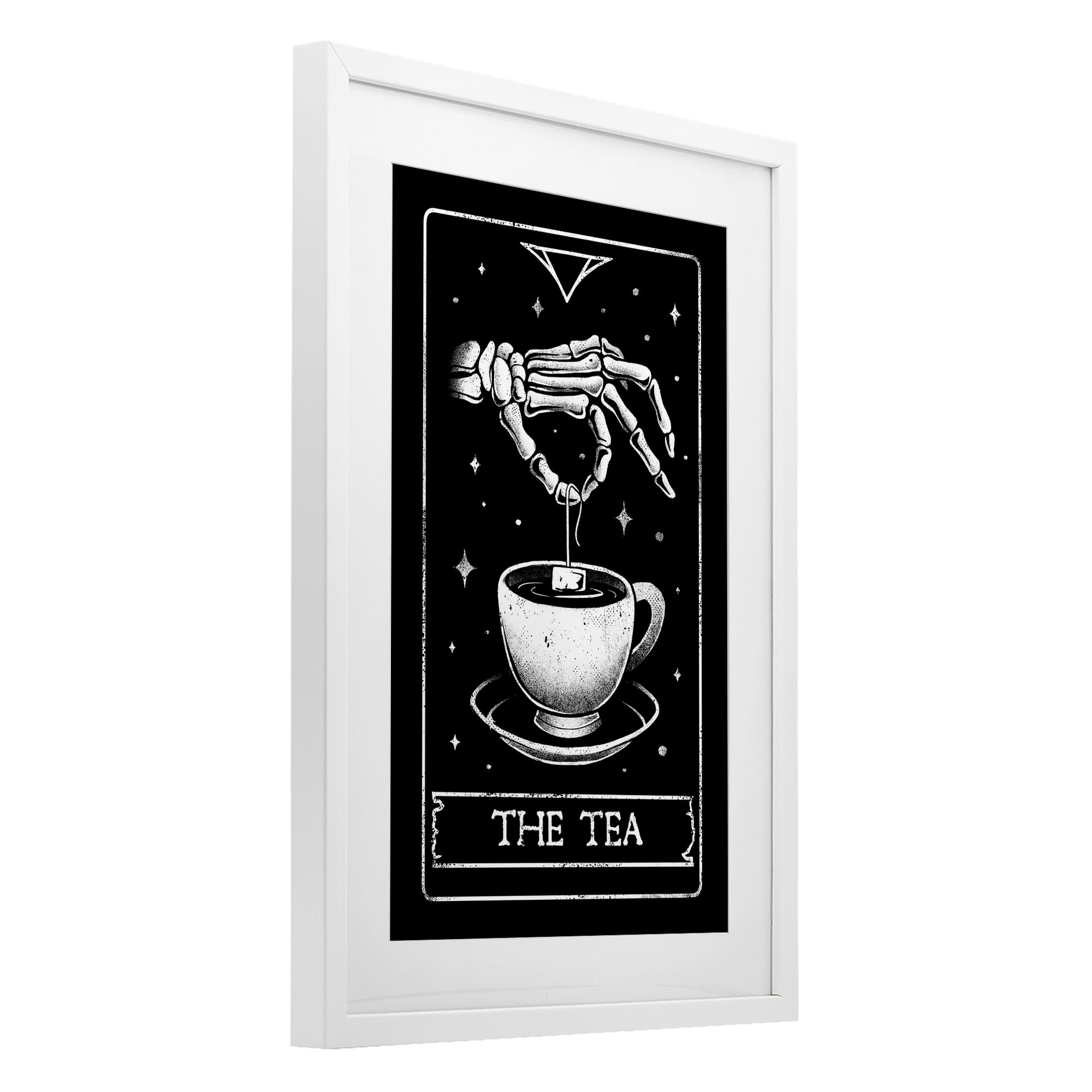 Stupell Industries The Tea Skeleton Tarot White Framed Print Under Glass, design by EduEly Designs