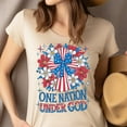 thumbnail image 4 of Faith and Freedom Shirt, USA Cross with Flowers Religious Graphic Tee, Natural, S, 4 of 6