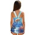 thumbnail image 2 of COEQINE Girls One Piece Swimsuit with Skirt Sleeveless Cute Skirted Bathing Suit Hawaiian Swimwear for Kids 3-4 Years, Summer Swim Dress for Water Play, Sea Turtle Coral Sea, 2 of 8