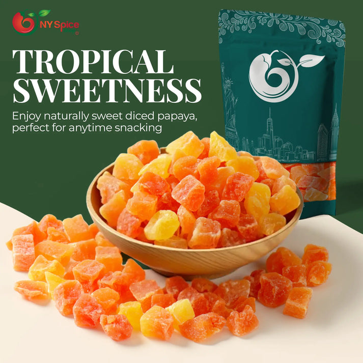 NY SPICE SHOP Diced Papaya - 5 Pound - Sweetened Papaya Chunks - Papaya Bites - Tropical Fruit Cubes - Papaya Tidbits