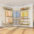 thumbnail image 6 of Timate L3 L Shape Gold Heavy Duty Clothes Rack,  Pipe Wall Mounted, Adjustable 6 Shelves, 5 Closet Rods, Space Saving, 6 of 13