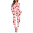 thumbnail image 1 of Ropa de dormir de manga larga para mujer, conjunto de dos piezas con patrón navideño, pijama informal y acogedor para el hogar, Invierno, 1 of 4