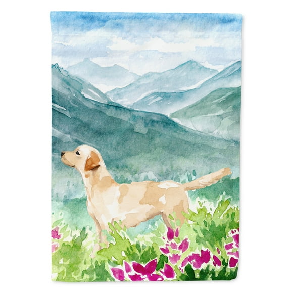 Carolines Treasures CK1973GF Mountian Flowers Yellow Labrador Flag Garden Size  Small multicolor