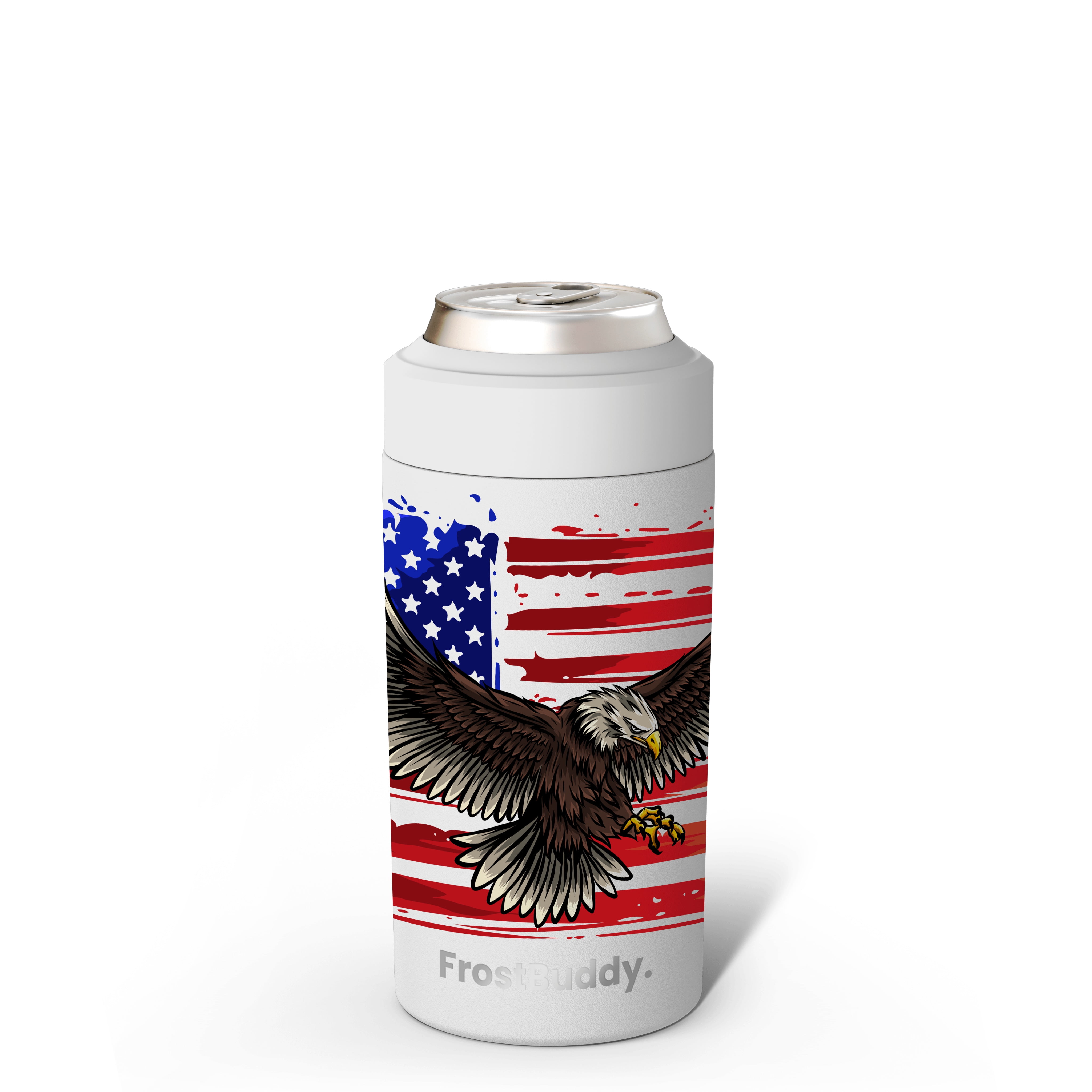 Frost Buddy Universal Can Cooler - Fits all - Stainless Steel Can Cooler for 12 oz & 16 oz Regular or Slim Cans & Bottles - Stainless Steel