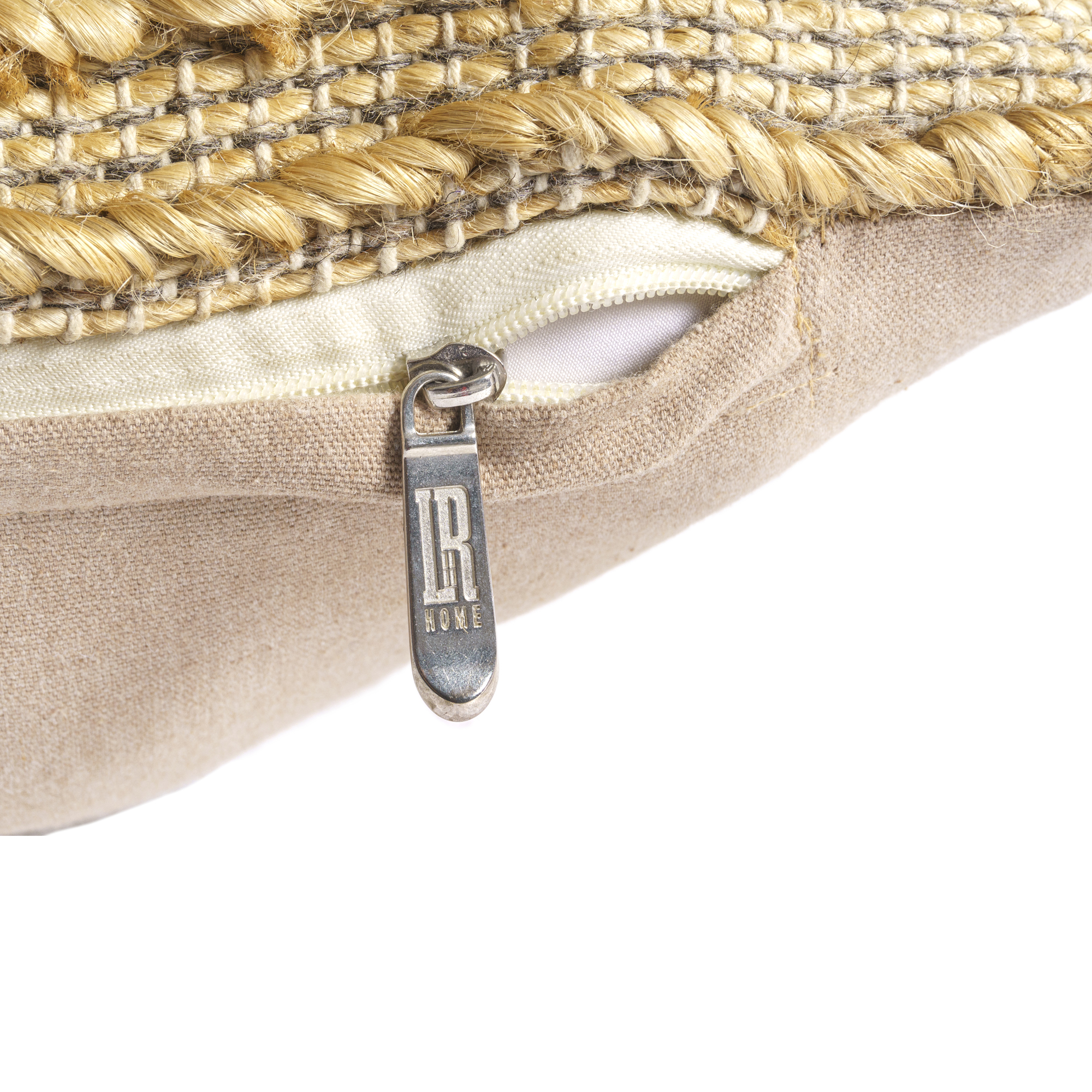 Ox Bay Pippa Striped Farmhouse Jute Hand Woven Throw Pillow, Natural, 22" x 22"