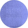 thumbnail image 1 of Ahgly Company Machine Washable Indoor Round Abstract Blue Contemporary Area Rugs, 4' Round, 1 of 4