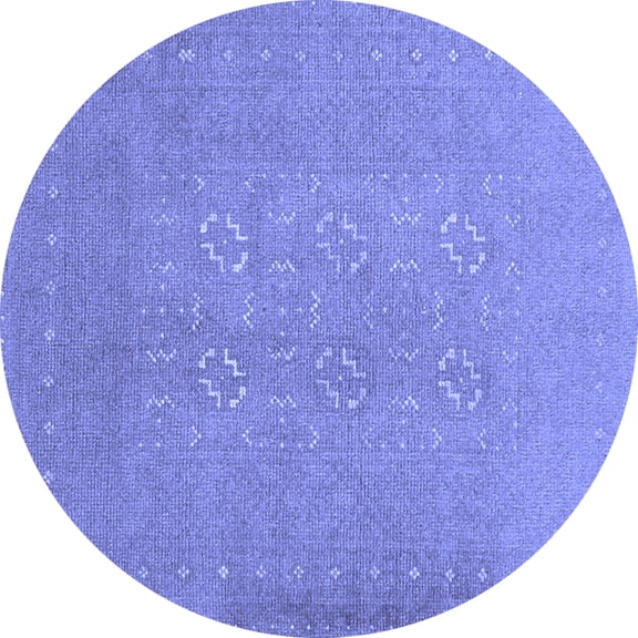 Ahgly Company Indoor Round Abstract Blue Contemporary Area Rugs, 5' Round