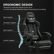 GTRACING Ergonomic GTWD-200 Gaming and Office Chair with Adjustable Pillows and Footrest, Black