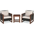 thumbnail image 3 of Patiojoy 3-Piece Patio Rattan Wicker Bistro Set Acacia Wood Frame Sofa and Side Table, 3 of 4