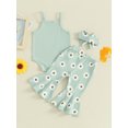 thumbnail image 4 of Bagilaanoe 3pcs Newborn Baby Girl Summer Pants Set Sleeveless Romper Tops + Flower Print Flare Trousers + Headband 3M 6M 12M 18M Infant Casual Clothes, 4 of 9