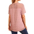 thumbnail image 6 of ZXSXSY Women Crochet Dots Cutout Short Sleeves Mock Neck Blouse Top, 6 of 7
